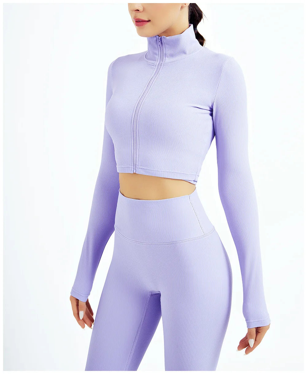 Best-selling Long Sleeve Jogging Yoga Wearsuit Women's Autumn/winter Tight Zipper Sportswear Set