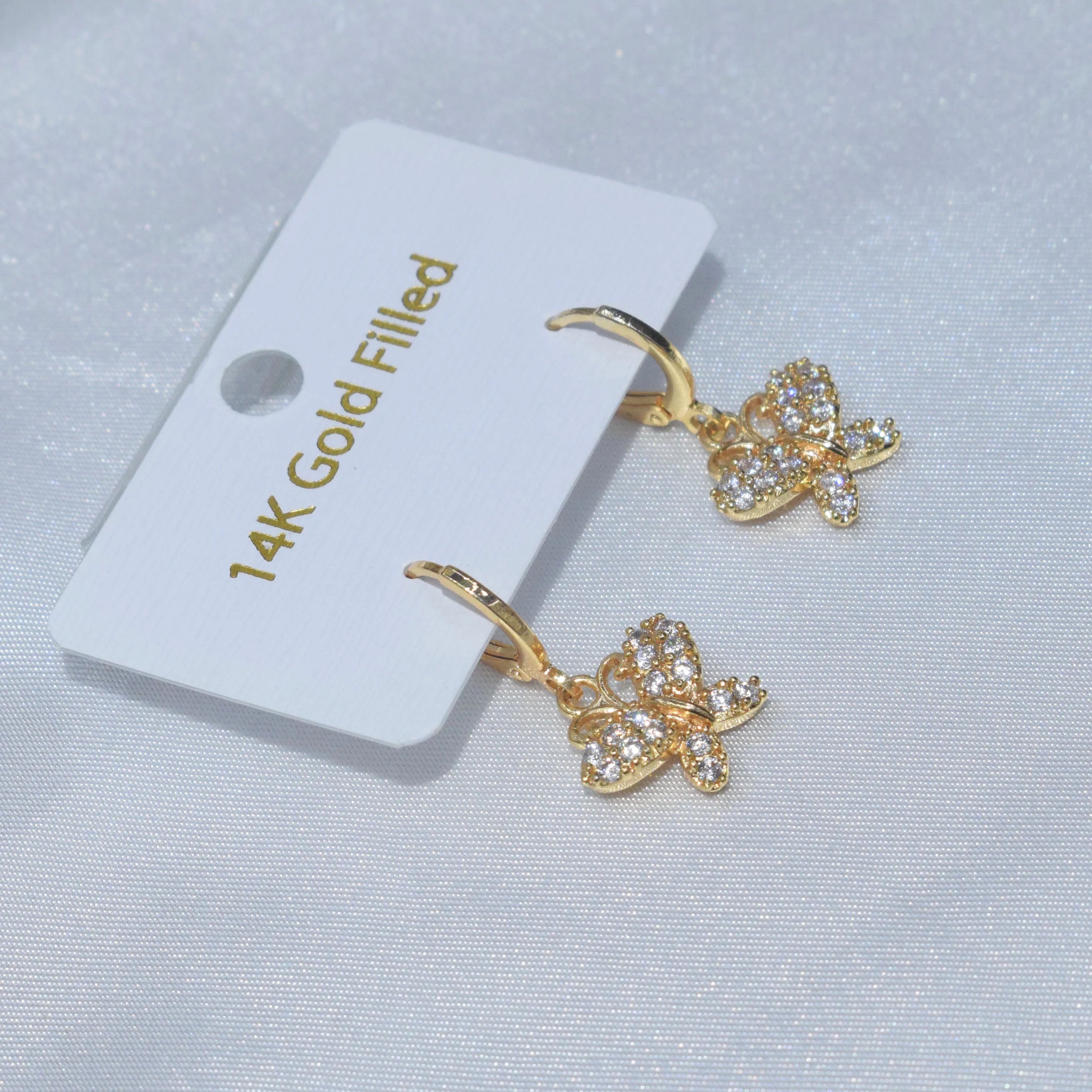 2021 Gold Filled Earrings Hoop Zircon Stone butterfly Earring Charms for Women
