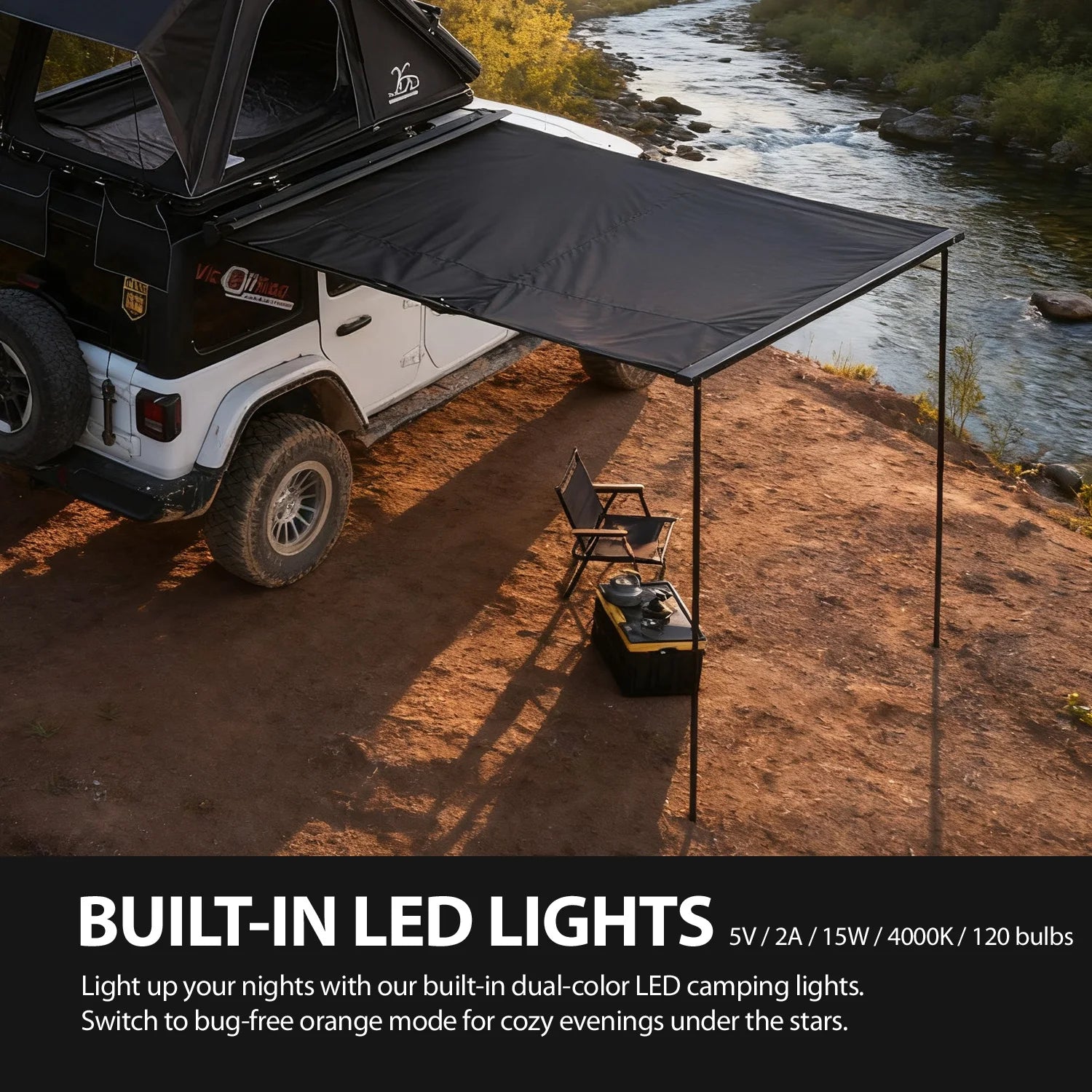 2/2.5/3m 4WD Quality Overland Vehicle SUV Truck Aluminum Case Car Side Retractable Awning Roof Top Tent Car Awning