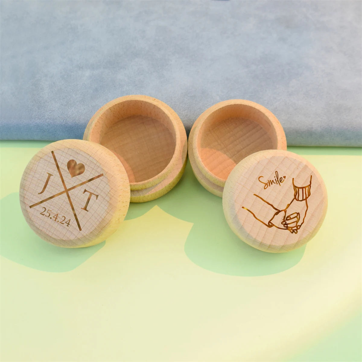 Modern Jewelry Packaging Cufflinks Ring Earring Necklace Box Gift Round Wood Custom Logo Box Small