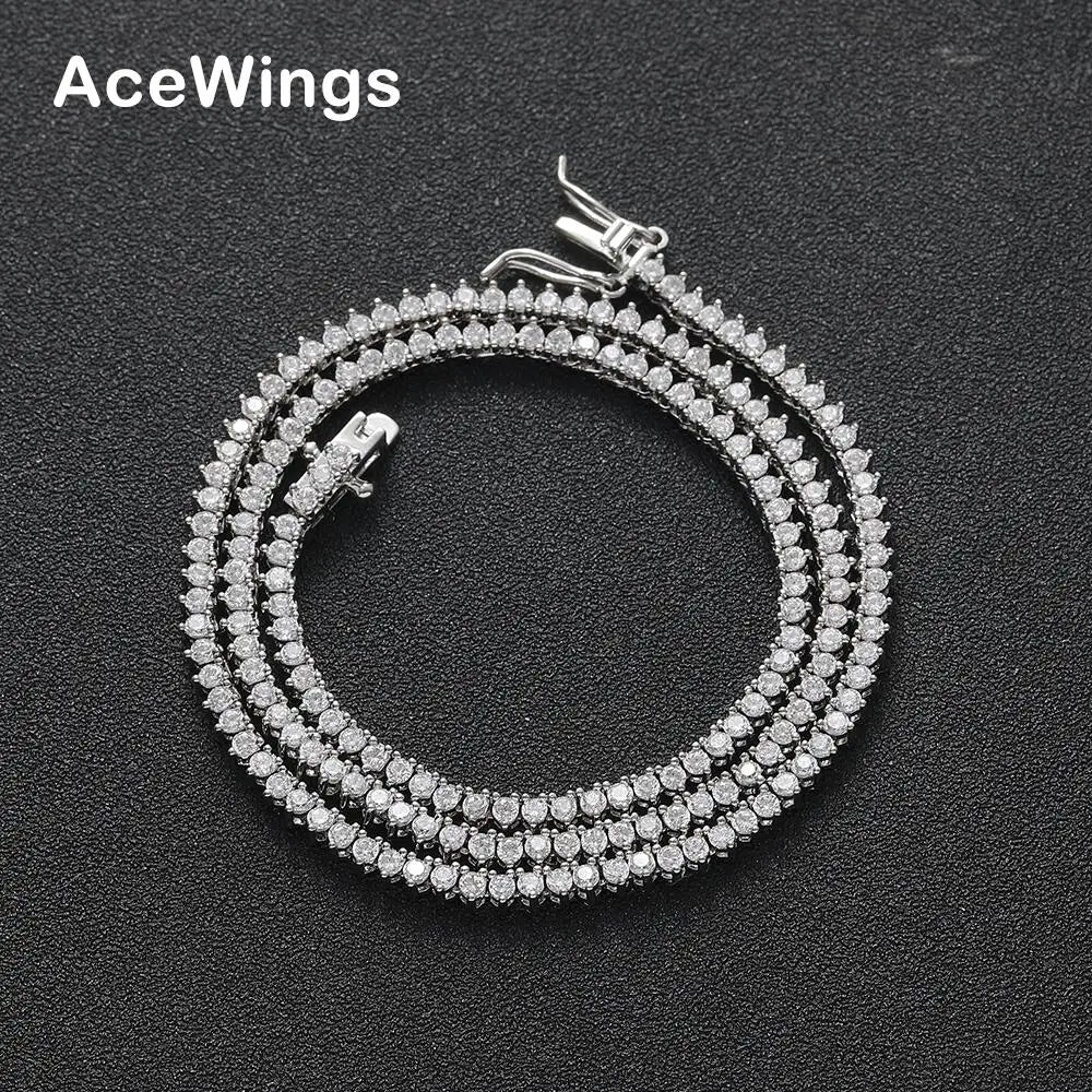 BC155 2mm 3 Prong Setting Zircon Tennis Chain Women Tennis Necklace Hip Hop Jewelry