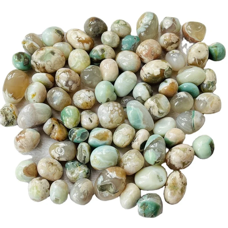 Natural Healing Bulk Crystal Gravel Green Cherry Blossom Agate Tumble Stone