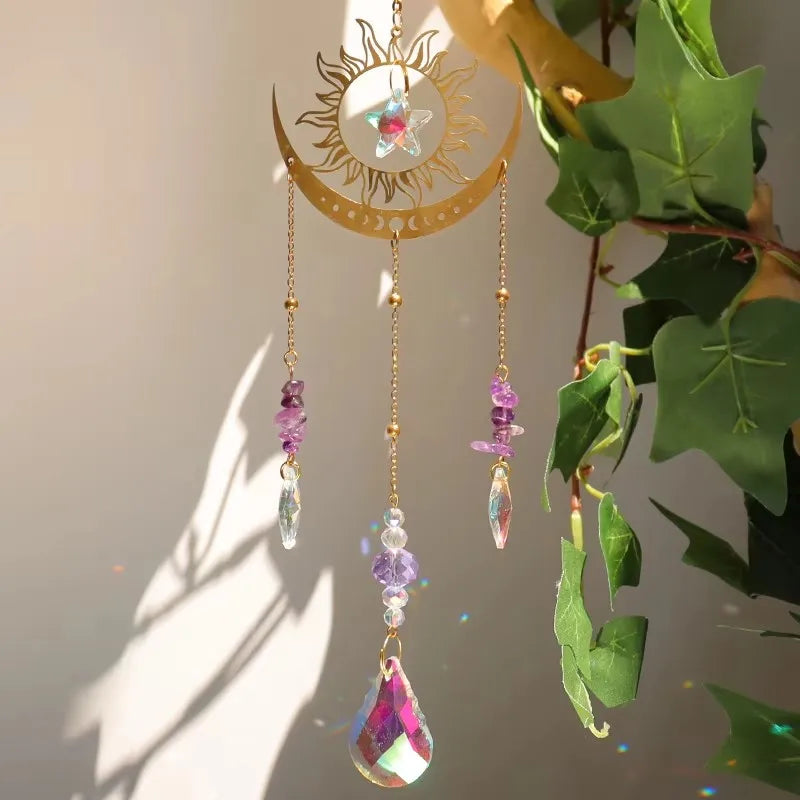 Wholesale Natural Crystal Suncatcher Sun and Moon Suncatchers Rainbow Maker Crystal Decor and Suncatchers