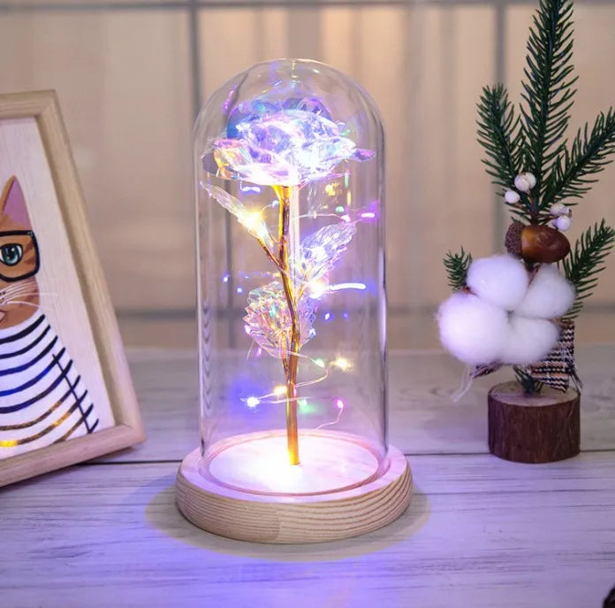 LED Cloth Cover Rose Decoration Creative Valentine's Day Birthday Gift Simulation Gold Foil Bouquet Women Wedding Accessories