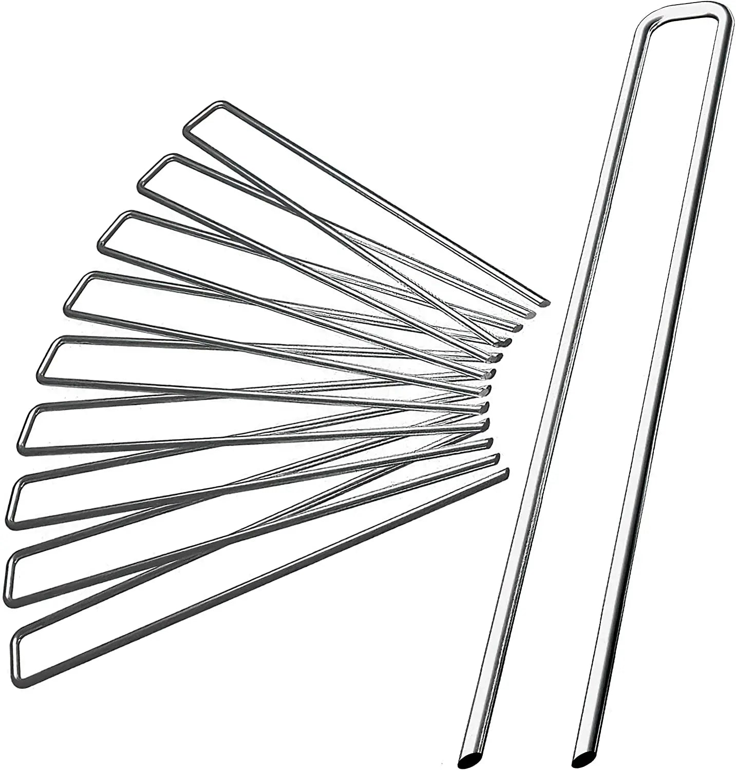 6-Inch U-Type 11 Gauge Steel Garden Stakes Smooth Galvanized Ground Nails for Secure Lawn Fabrics Weed Control Packed in Cartons