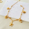 18k Gold Plated Dolphin Shell Starfish Pendant Anklet Bracelet Stainless Steel Foot Chain Tarnish Free Waterproof Gold Anklet