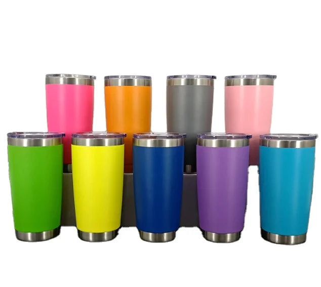 Custom logo 20oz Travel Car Mugs Beer Mugs Stainless Steel Tumblers with Lid and Straw Double Wall Tumbler Cups