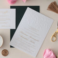 500gms Cotton Paper Letterpress Printing Wedding Invitation Card with Embossing Flower MegaBDM