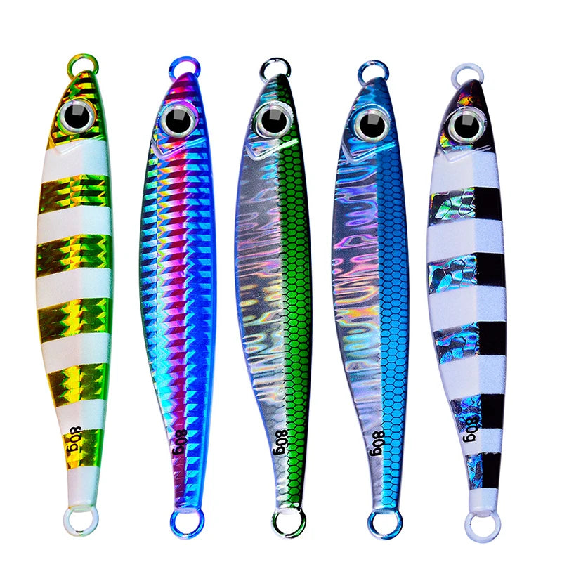 WEIHE 14g 21g 25g 40g 60g 80g 5Colors Artificial Metal Fishing Lure Lead Fish Bait Jig Lures Fast Sinking Jigging Baits