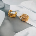 2020 Popular Retro Stainless Steel Jewelry Semicircular Chain Weave Earrings 18K Gold Plated Charm Simple Earrings  for Women