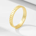 Vertical Stripes Fashion 18K Gold Plated Daily Ring 925 Sterling Silver Band Rings for Women