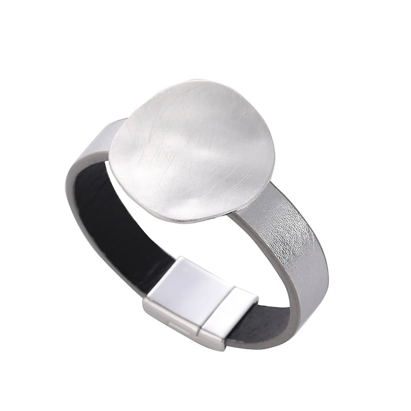 TongLing Hot Selling New Fashion Simple Round Bracelet PU Leather Retro Women's Bracelet for Daily Life