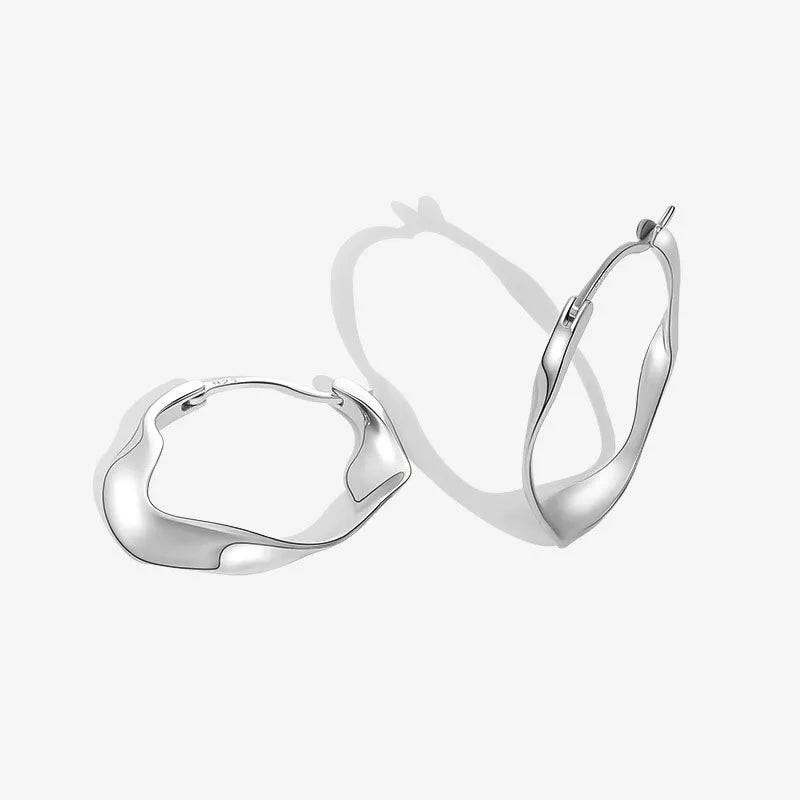 Mobius Retro S925 Silver Huggie Irregular Twisted Texture 18K Gold Plated Trendy Party Gift Earrings