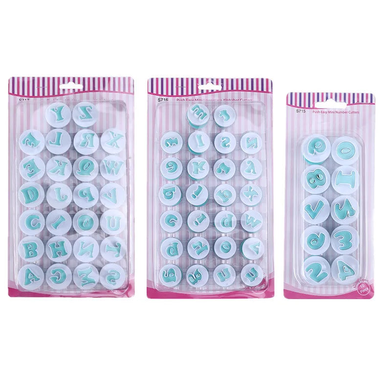 Wholesale Reusable Cookies Mold Cutter Biscuit Cake  Mould Set 3D  Alphabet & Numbers Fondant Cake Embossing Mold