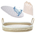 Baby Changing Basket - Handmade Woven Cotton Rope Moses Basket with Mattress Pad Removable Cover Soft Blanket