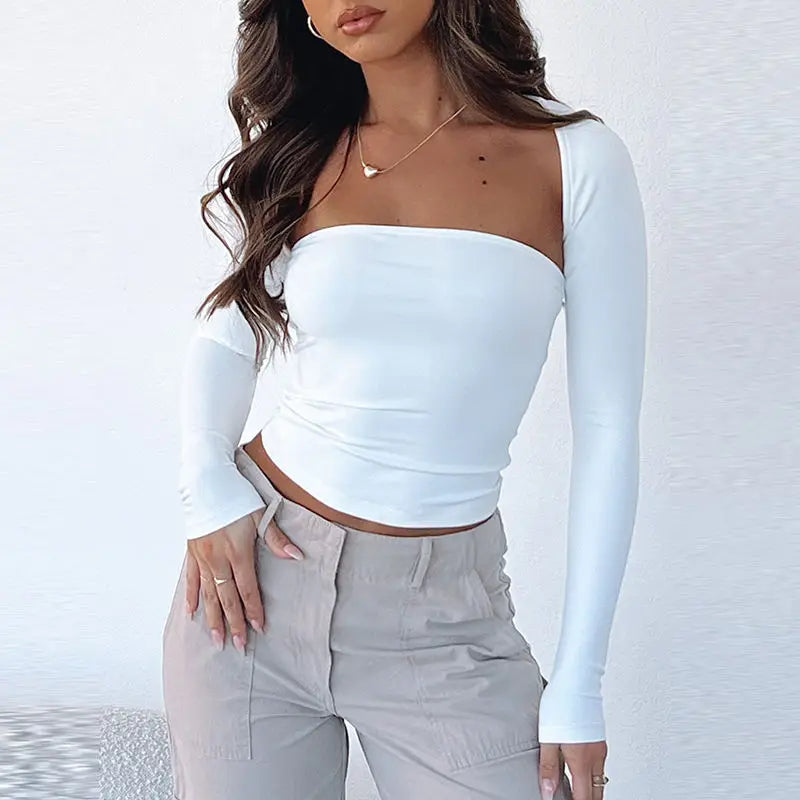 L230145 Factory Wholesale Fitness & Yoga Wear Fashion Women Crop Tops Gym Active Long Sleeves Shirt