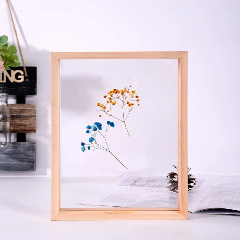 Factory Wholesale AIBO Zk Creative Double-Sided Transparent Acrylic Glass Floating Wooden Photo Frame Shatterproof UV Resistant