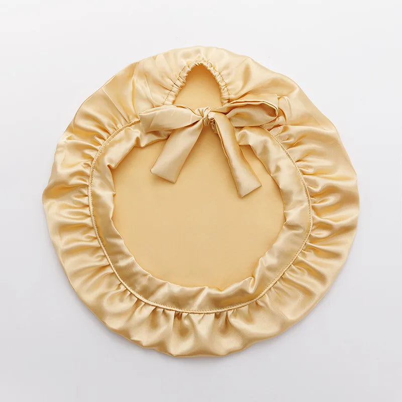 Premium Satin Hair Wraps Breathable & Adjustable Sleep Caps Imitation Silk Satin Bonnet with Ribbon for Hair Care