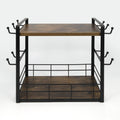 Double Tier Wall Mounted Eco-Friendly Folding Coffee Mug Stand Holder Tree Storage Basket 12 Hooks Metal Coffee Cup Rack Food