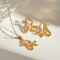 Merryshine 18k Gold Pvd Dainty Stainless Steel Necklace Fine Earrings Pendants Jewelry Set Starfish Pendant