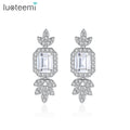 LUOTEEMI Cz Big Woman Cubic Zirconia Bling European Bridal Accessory Jewelry Female Stud Party Earring