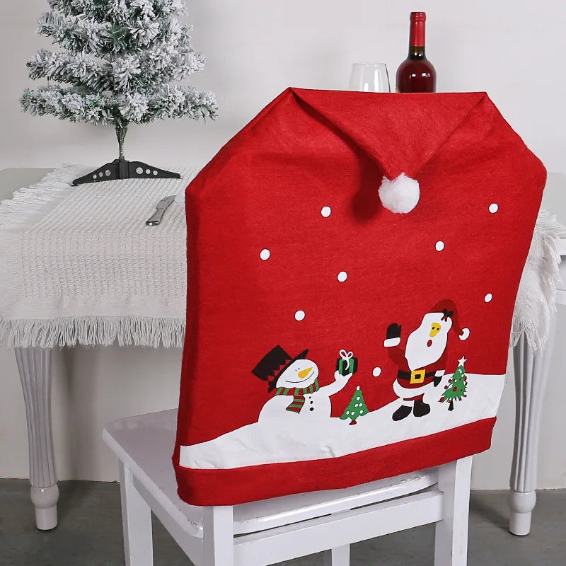 Hot Selling New Christmas Home Chair Decoration Printed Non Woven Christmas Chair Cover