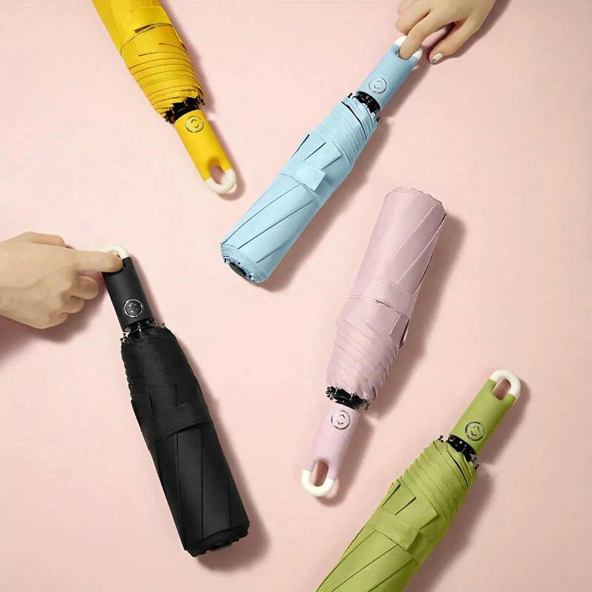21'' 8k Creative Dual-Use Umbrella Ring Buckle Lock UV Protection Modern Three-Fold Adults Beach Use Umbrella Wholesale Travel