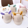 Winter Toddler Personalized Rabbit Soft Ears Children's Hats Matching Custom Logo Plush Earmuffs Warm Kids Baseball Cap