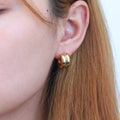Chris April 316L Stainless Steel PVD Gold Plated C Shape Hoops Double Layers Chunky Earrings Jewelry Women Trend 2023