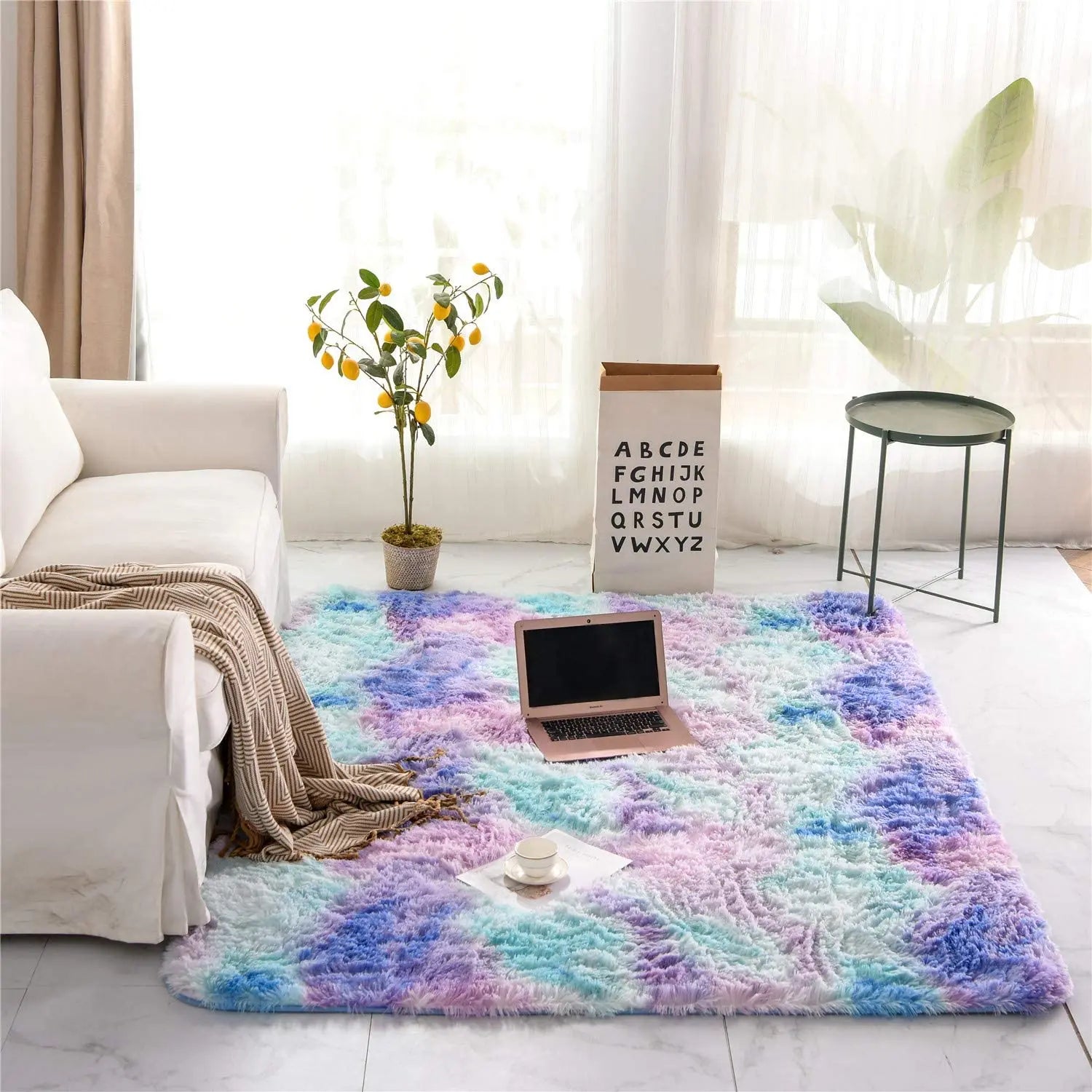 Modern Rainbow Area Rugs Home Decor Nursery Rug Fluffy Living Room Carpets
