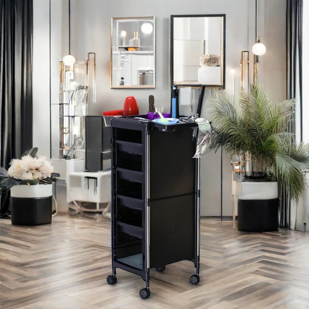 Durable Plastic Salon Trolley Barber Shop Tool Cabinet for Beauty Equipment Storage Hairdressing Furniture with Spa Application