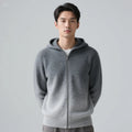 Men's Lightweight Summer Zip-Up Hooded Knit Jacket Gradient Modal-Cotton Outerwear Breathable Anti-Wrinkle for Warm Weather