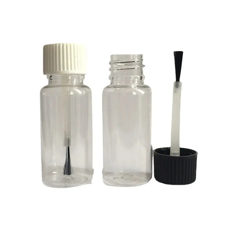 Customized logo Color 15ml 20ml 30ml 50ml 100ml PET Nail Polish Oil Brush Bottles with Brush with Black Cap for Painting