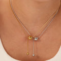 High Polished Stainless Steel Personalized Simple Long Tassel Geometric Ball Pendant Snake Chain Necklace