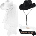 Groom Bride to Be Sash Cowboy Hat With Veil Cowboy Cowgirl Hat Bachelorette Party Bridal Shower Wedding Decorations Hen Party