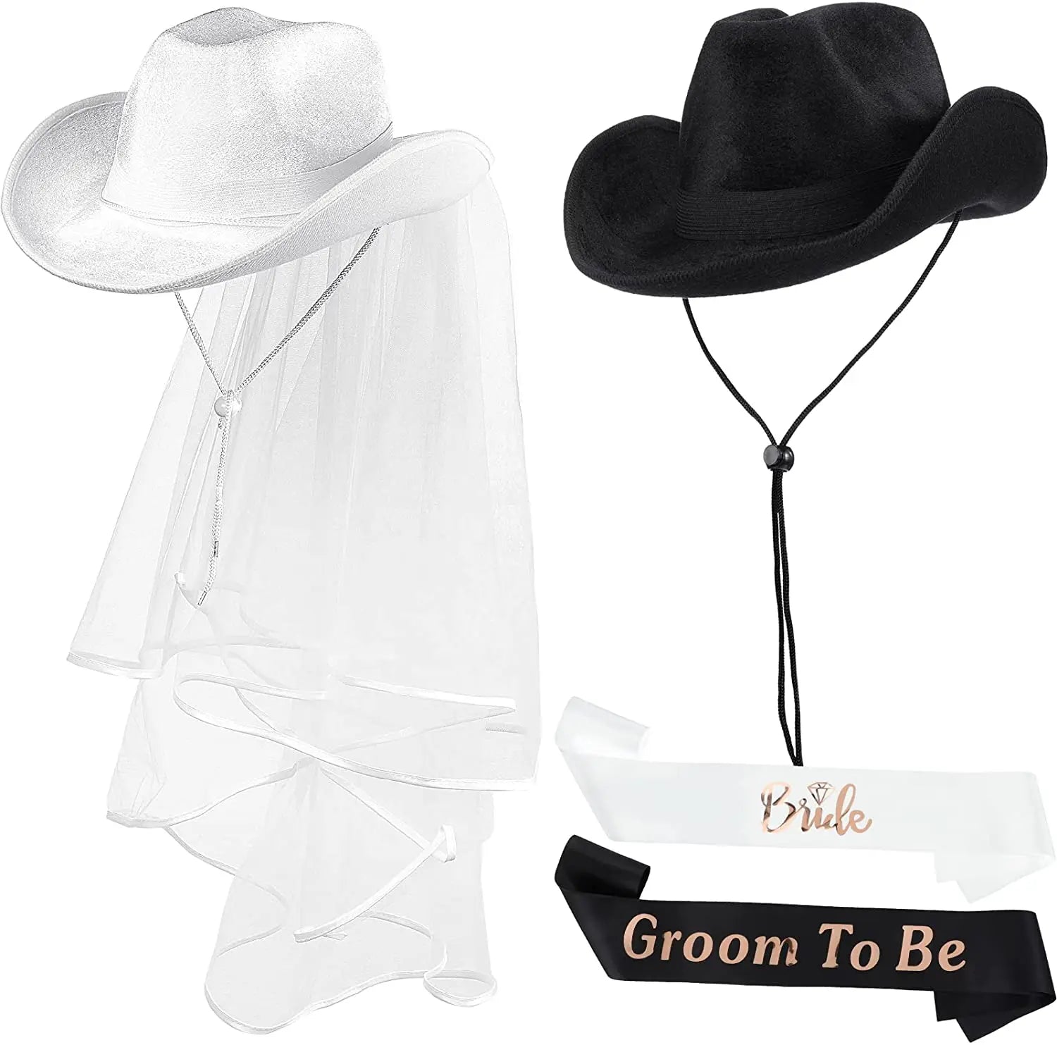 Groom Bride to Be Sash Cowboy Hat With Veil Cowboy Cowgirl Hat Bachelorette Party Bridal Shower Wedding Decorations Hen Party