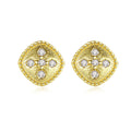 CZCITY Gold Plated Sterling Silver Stud Earring Simple Minimalist Earring Clear Cubic Zircon Jewelry for Women Wear