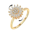 Daidan Silver Rings Women 925 Sterling Anti Stress Zircon Sunflower Adjustable Silver Spinner Ring