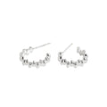 S925 Sterling Silver Huggie Earrings with Shining Polished Oval Beads Stacking Hoop Earring for Women