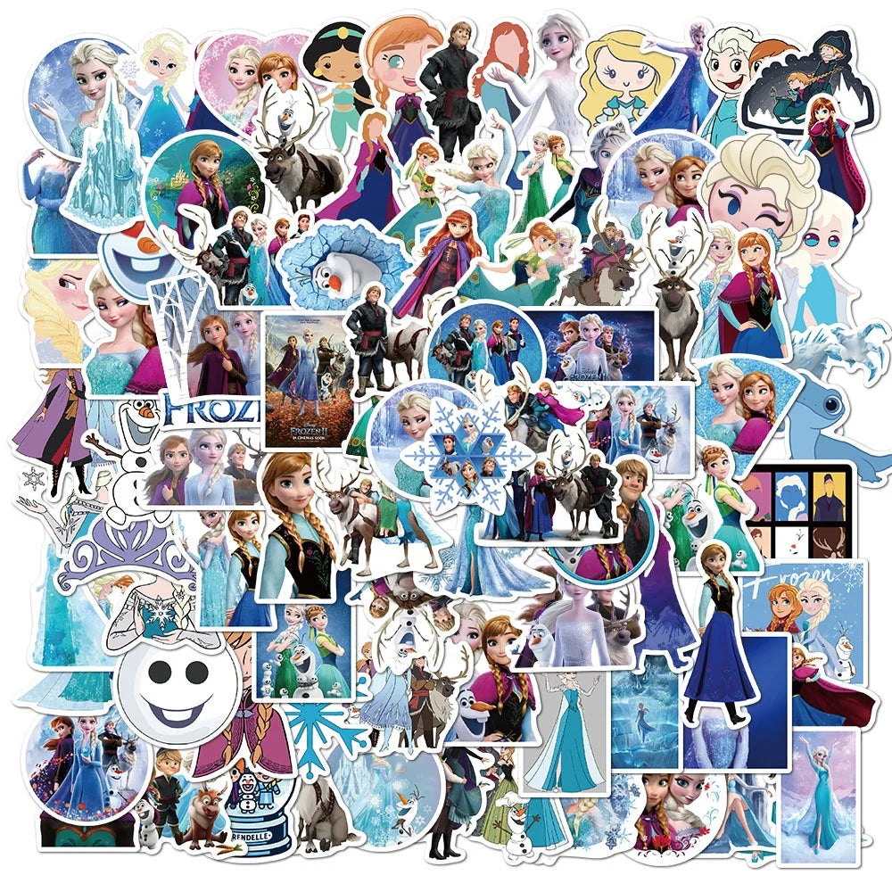 100Pcs Frozen 2 Anime Cartoon Decor Label for Kids Children Girl Gift Promotion Toy Notebook Luggage Laptop Stickers