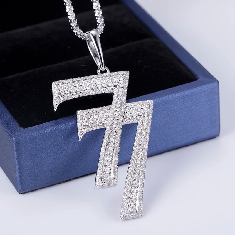 Messi Gems Lucky Seven 925 Sliver Moissanite Hip Hop Men Pendant Necklace