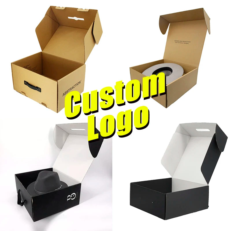 Custom logo Free Design Double Layered Paper Carton Gift Hat Packaging Cardboard Shipping Box Fedora Hat Box