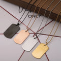 Hip Hop CUSTOM Stainless Steel Laserable Engravable Blank LOGO ID NAME DOG TAG Pendant Jewelry Necklace for Men