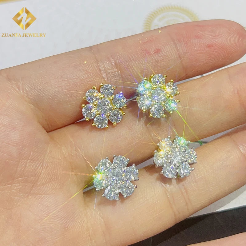 Hot Sale Fashion Luxury Silver Jewelry Screw Back Gold Plated 925 Sterling Silver VVS Moissanite Diamond Stud Earrings with GRA