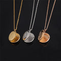 Stainless Steel Fold Necklace Photo case Round Fold Locket Necklace
