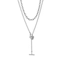 Double-Layer Auto-Adjusting Plated Heart-Shaped Lock Pendant Necklace