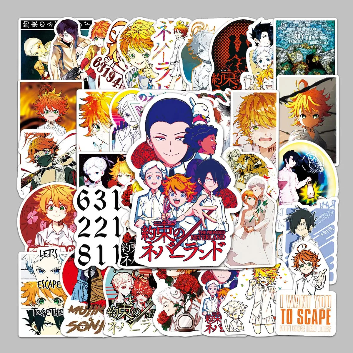 50PCSHd Printing Animation Peripheral Creative the Promised Neverland Stickers Album Headphones Speaker Decorative Stickers