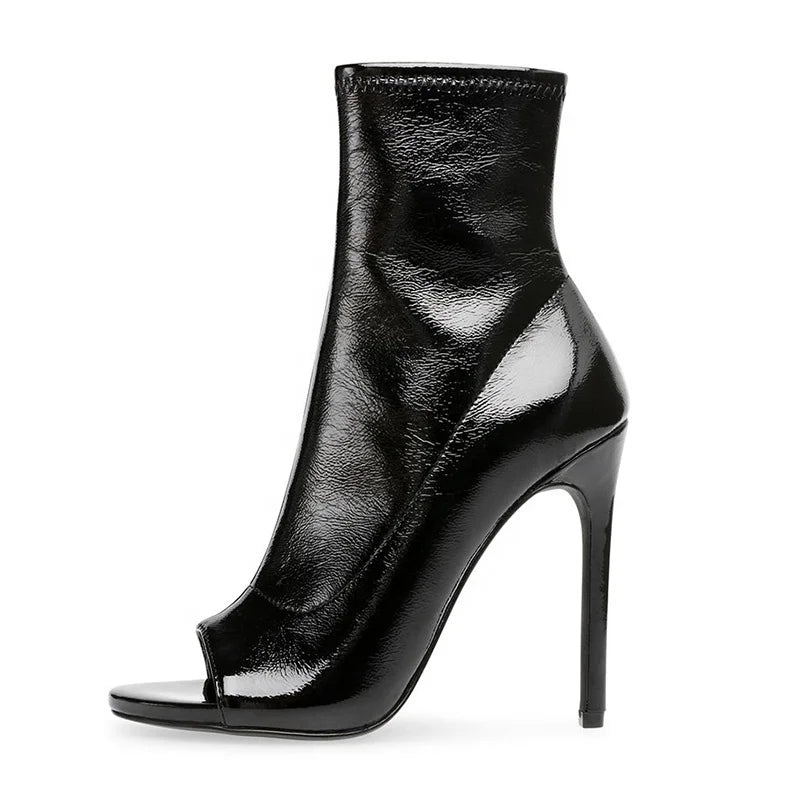 Autumn Ladies Booties 2020 Open Toe Stiletto Heel Ankle Boots Women Shoes