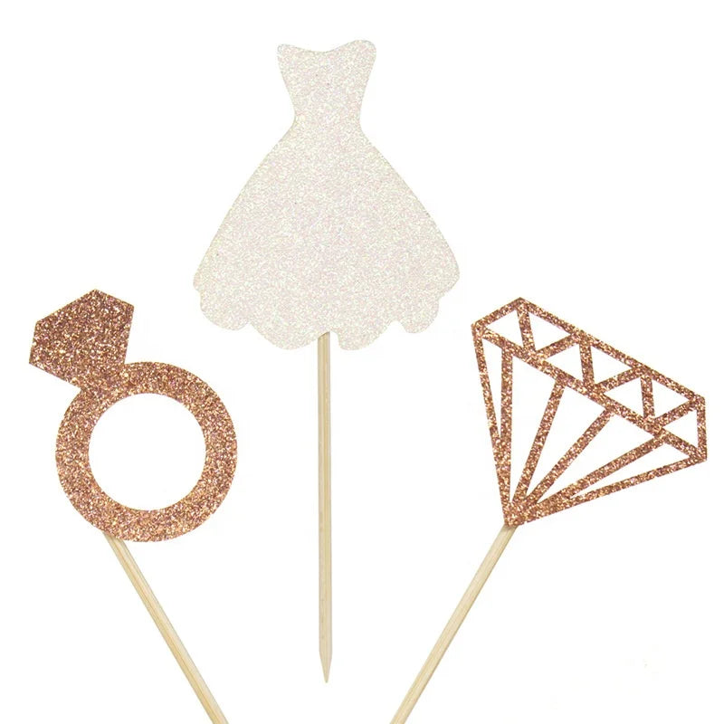 Bachelorette Hen Party Bridal Shower 12pcs Bride Be Glitter Paper Heart Shape Modern Style Customized Size Cake Decorations