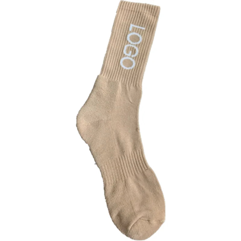 High Quality White Crew Socks Fashionable Logo Comfortable Sweat Absorbent Thick Construction Anti-Slip for Spring Factory